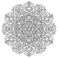 Intricate Mandala Vector | Symmetrical Art for Meditation | Coloring Book Page for Adults