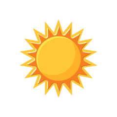 Sun icon in flat style. Sunrise vector illustration on isolated background. Sunset sign business concept.