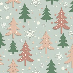 Obraz premium Pastel Winter Wonderland: Festive Christmas Tree Pattern AI Generated