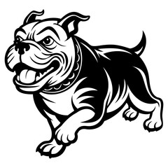 Running Bulldog black silhouette vector illustration on transparent background
