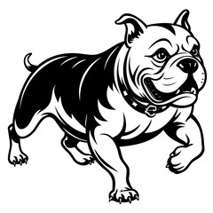 Running Bulldog black silhouette vector illustration isolated on a transparent background