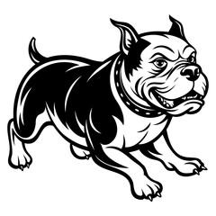 Running Bulldog black silhouette vector illustration isolated on a transparent background