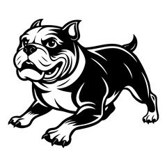 Running Bulldog black silhouette vector illustration isolated on a transparent background