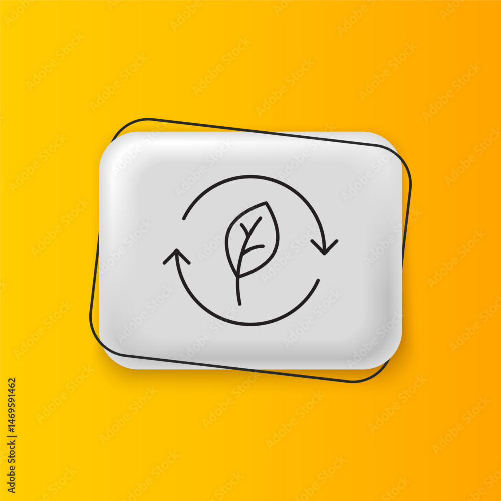 Poster black recycle symbol with leaf icon isolated on yellow background. circular arrow icon. environment 