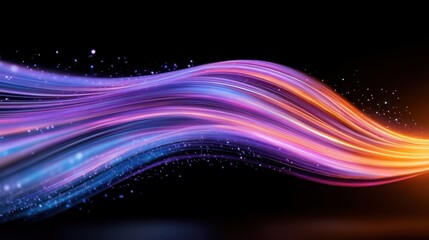 High-speed purple light trails flowing smoothly against dark glossy background