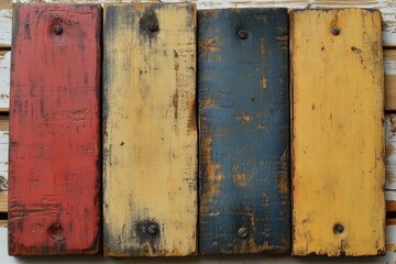 Colorful painted wood planks