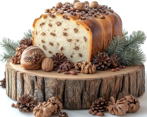 Artisan loaf of bread with walnuts