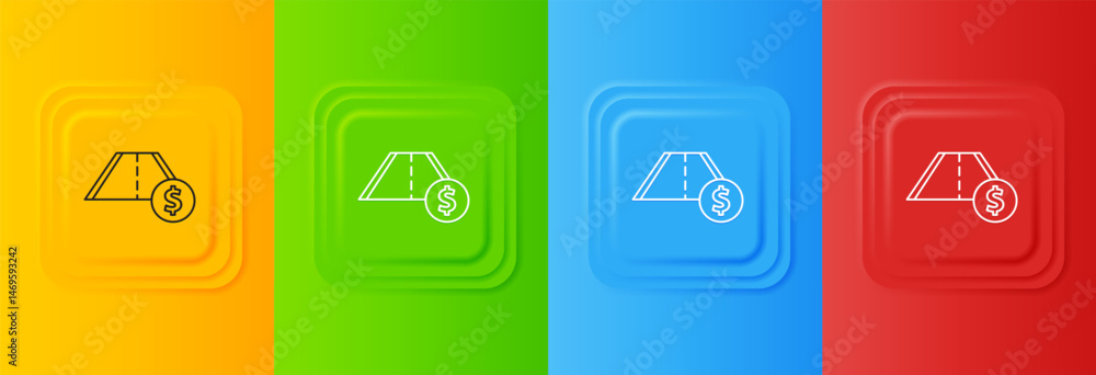 Aufkleber white toll road traffic sign. signpost icon isolated on colorful background. pointer symbol. street 