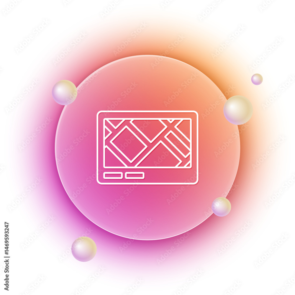 Poster white gps device with map icon isolated on white background. orange and pink gradient circle backgro