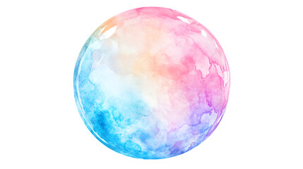 Ethereal Pastel Colors Soap Bubble in Watercolor Style Isolated