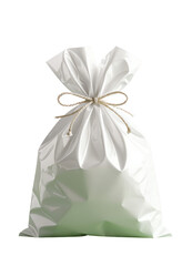 White Gift Bag with Bow, Isolated Transparent Background