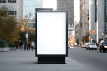 large blank billboard stands beside busy city sidewalk ready for customization