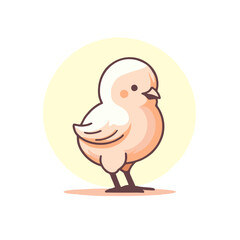 A minimalist and stylish digital illustration of a chick, using clean shapes, soft pastel hues