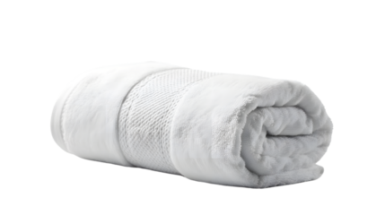 Luxurious Rolled White Towels Isolated on Transparent Background - Professional Spa Concept