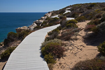 Board walk to Island Rock Lookout in Kalbarri National Park, Western Australia, Australia
