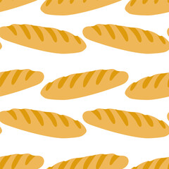 Bread loaves arranged in a repeating pattern on a white surface