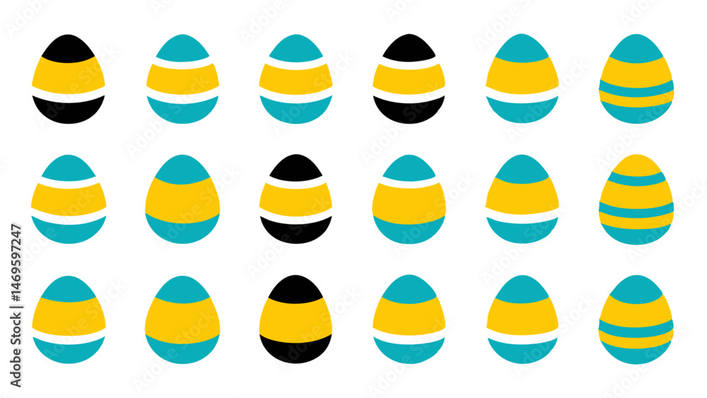 Aufkleber decorative easter egg patterns in cheerful spring tones suitable for invitations digital prints text