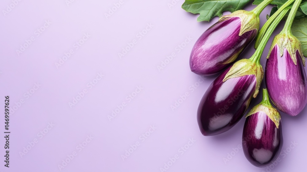 Poster monochromatic color scheme with eggplants on matching soft purple background