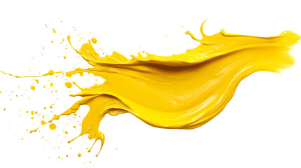 Fototapeta premium Vibrant Yellow Grunge Paint Stroke Isolated on Transparent Background for Design Projects