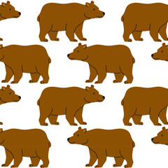 Brown bears in repeated pattern on a white background showcasing wildlife design