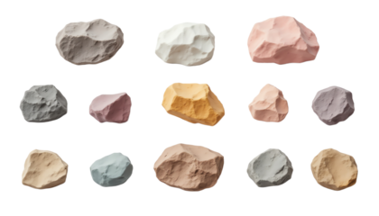 A variety of colorful, textured stones.