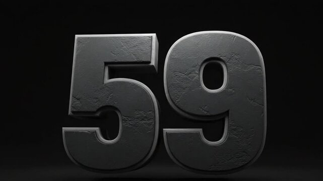 3D dark number '59' with bold outline and texture — serious and powerful.