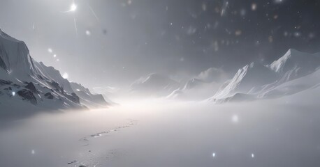 Naklejka premium Weightless, glowing particles drift in a tranquil white expanse Subtle depth and misty atmosphere , shimmer, bokeh