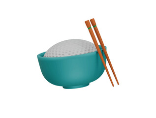 rice bowl icon 3d illustration render
