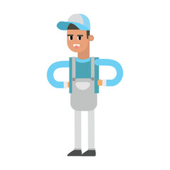 cartoon character man cleaning service style