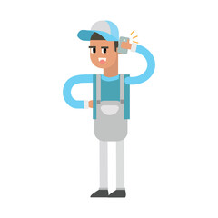 cartoon character man cleaning service style