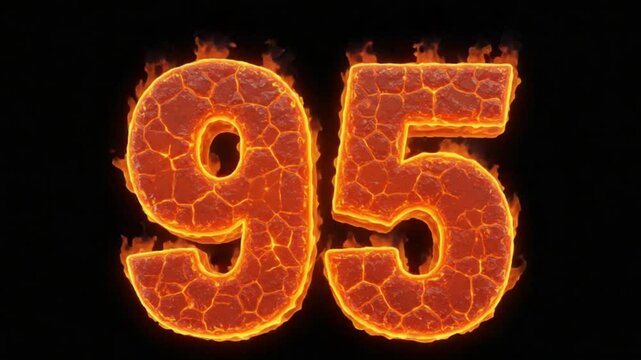 3D flame-style number '95' with glowing embers &mdash; powerful and hot.