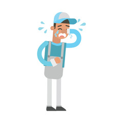 cartoon character man cleaning service style
