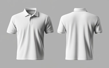 Plain white short-sleeve polo shirt, front and back views (2)