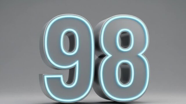 3D shadowed silver number '98' with neon trim &mdash; cool and modern.