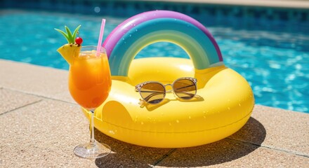 Obraz premium Inflatable pool float by the water