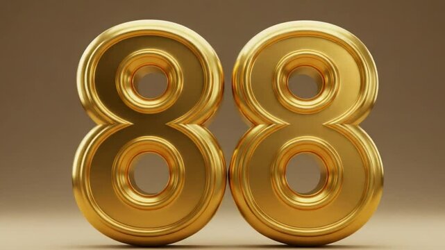 3D golden number '88' with reflective curves &mdash; abundant and luxurious.