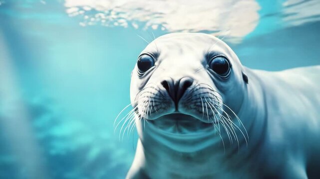 Seal swimming gracefully in clear blue waters  