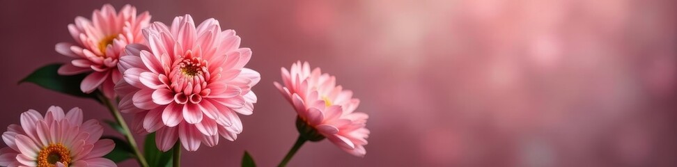 Soft pink chrysanthemum bouquet, autumnal textile setting, fall, vintage