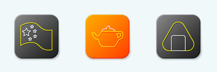 Set line China flag, Chinese tea ceremony and Sushi icon. Vector