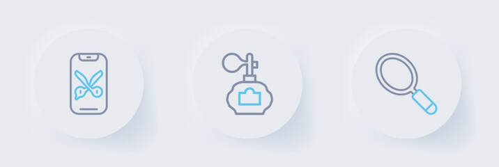 Set line Hand mirror, Aftershave and Barber online service platform icon. Vector