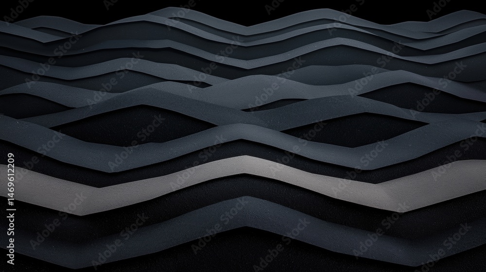 Poster a 3d rendering of a mountain range with a zigzag pattern.