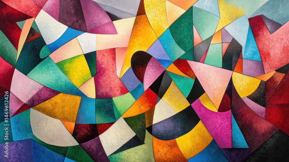 Poster dynamic geometric composition with vivid, abstract color exploration