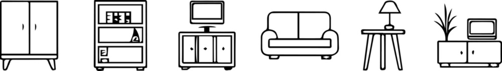 Minimalist Furniture Line Icons Set