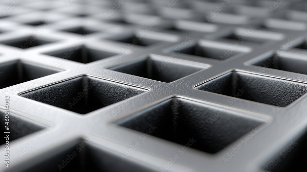 Poster metal grid structure illustrating scalable clarity grid icon concept for visual decision architectur