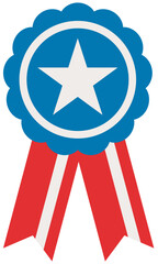 4th of July Patriotic Award Ribbon – Red White and Blue USA Star Badge Illustration