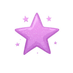 Obraz premium A vibrant purple star surrounded by smaller sparkling stars, perfect for a playful design element, ideal for children's themes or creative projects.