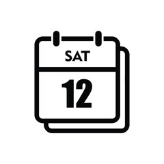 12 saturday icon with white background, calender icon
