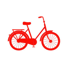 Fototapeta premium A vibrant red bicycle with a classic design, featuring a comfortable seat and sturdy wheels, suitable for leisurely rides or commuting.