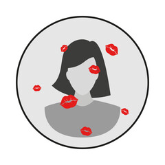 Avatar of a woman with kiss marks. Vector illustration EPS 10