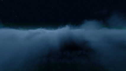 夜の雲海と星空